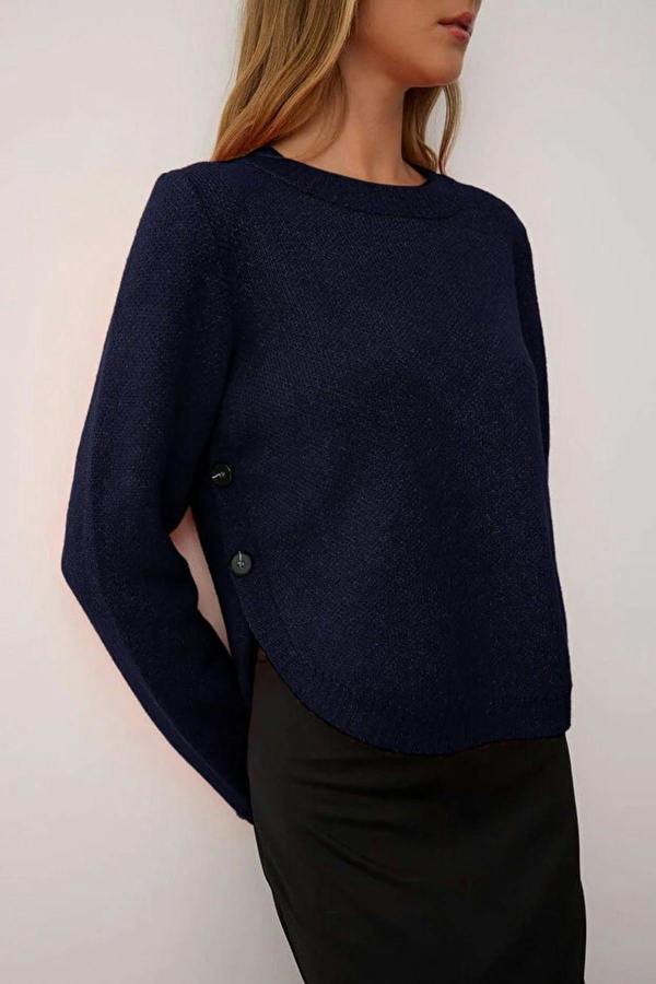 WOVCOR Soft Textured Knit Sweater with Button Detail