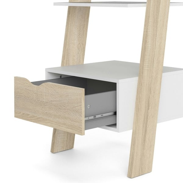 Furniture To Go Oslo Leaning Bookcase 1 Drawer in White and Oak