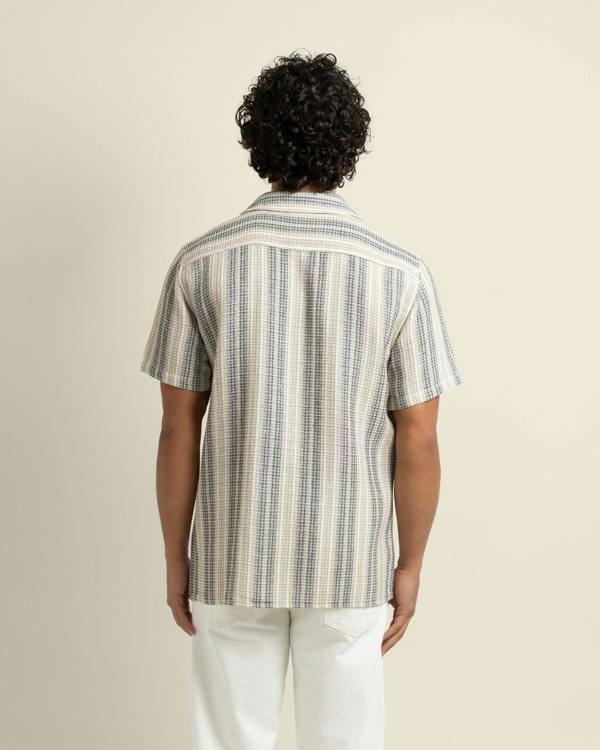 Larsson & Co Ivar - Waffle Jacquard Stripe Short Sleeve Shirt