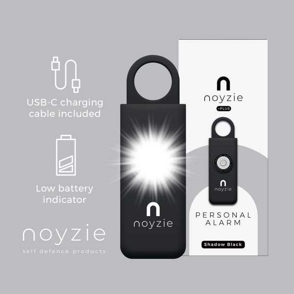 Noyzie 130db Personal Safety Alarm Siren & 200 Lumen Strobing LED Light - Rechargeable