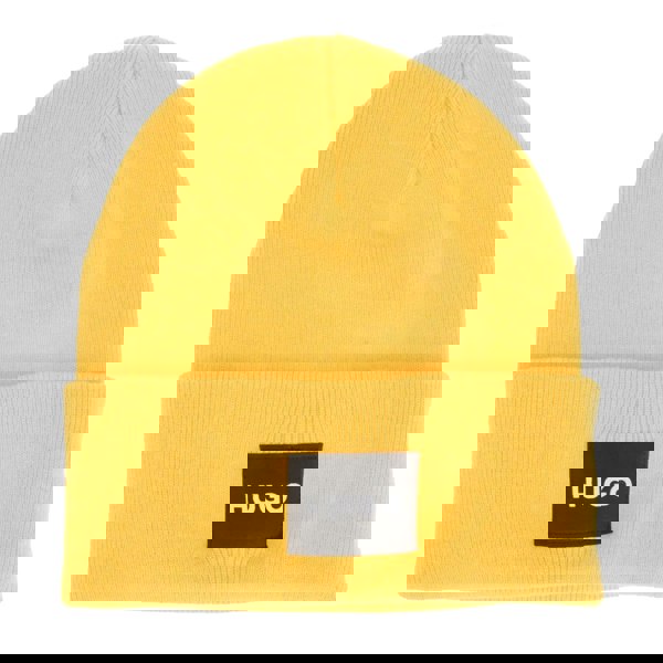 Hugo Xevon Ribbed Turn Up Beanie - Yellow