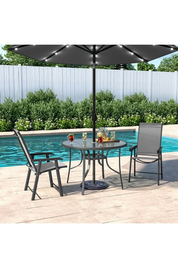 Living and Home 2 Person Patio Garden Dining Set With Umbrella