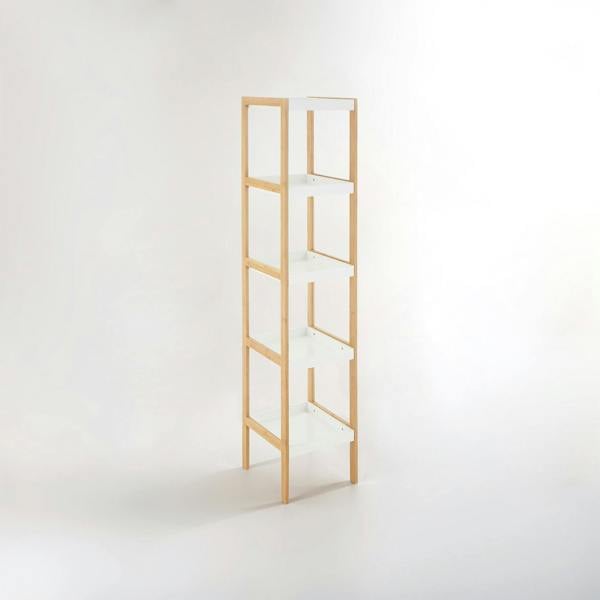 Nostra Five Tiered White And Natural Shelf Unit