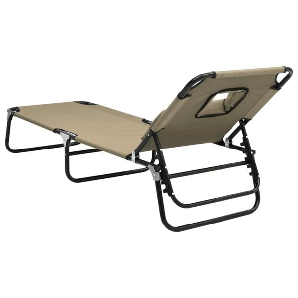 Berkfield Folding Sun Lounger Taupe Oxford Fabric&Powder-coated Steel