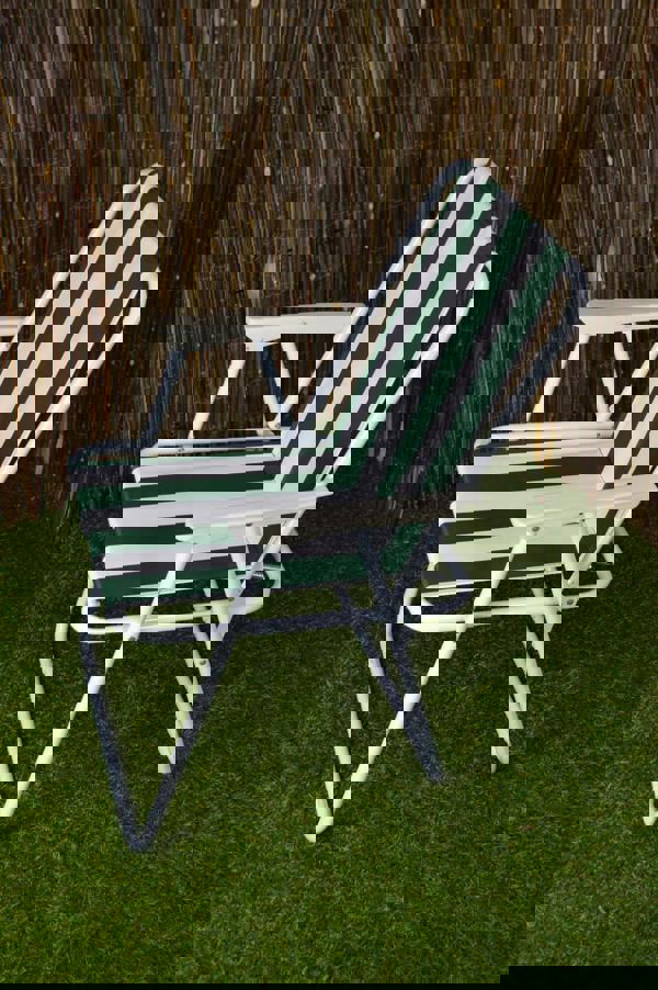 Samuel Alexander Green & White Striped Lightweight Folding Camping / Picnic / Garden Chair