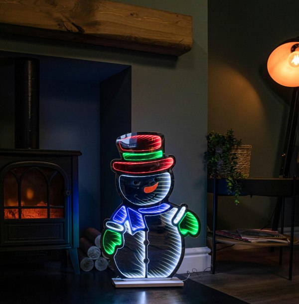 Samuel Alexander 60cm Light up Snowman Infinity Christmas Decoration with Multi-Coloured LEDs