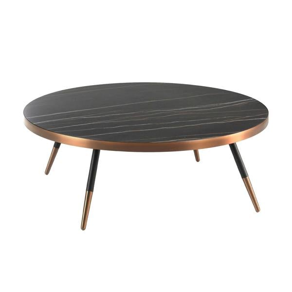 Angel Cerdá Round Coffee Table Porcelain Marble and Black Steel 2068