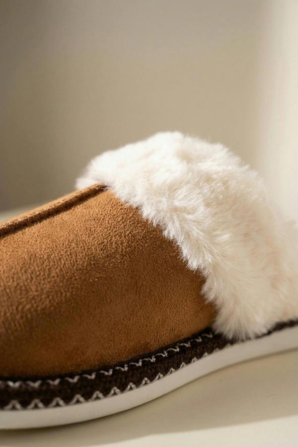 Constance Faux Suede Faux Fur Mule - Camel