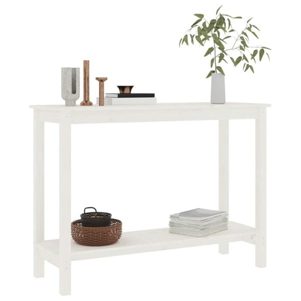 Berkfield Console Table White 110x40x80 cm Solid Wood Pine