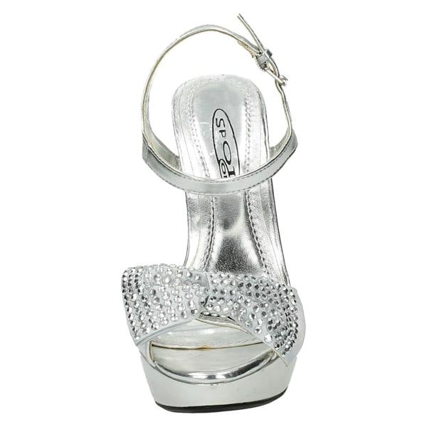 Spot On Ladies Spot On Platform High Heels With Diamante Bow