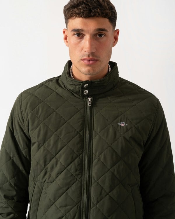 GANT Mens Quilted Windcheater Jacket - 368 Dark Moss Green