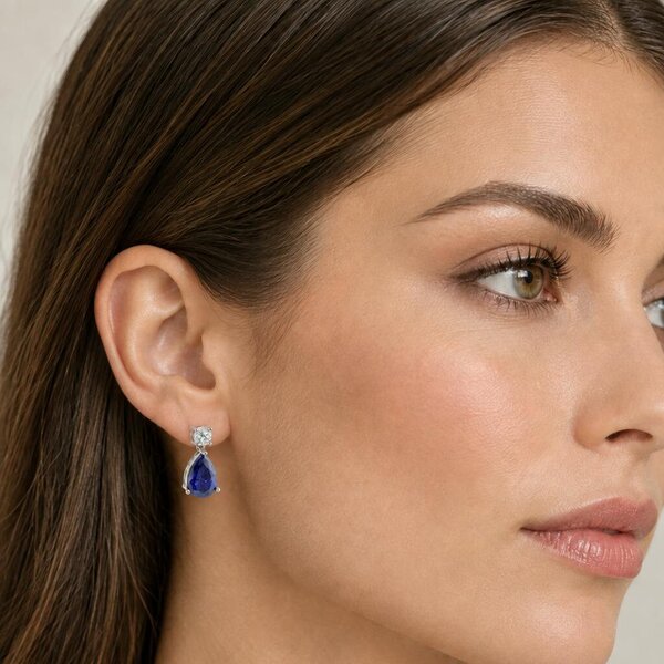 Cachet London Sheri Silver Tanzanite Drop Earrings