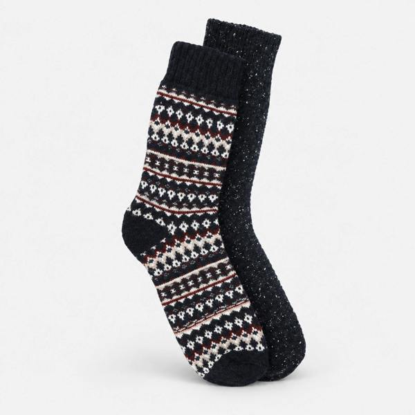 Totes WOOL BLEND THERMAL FAIR ISLE SOCKS Fair Isle (TWIN PACK) Socks   in  Navy