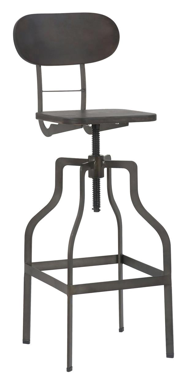 Lamboro Bolzano Single Vintage Kitchen Bar Stool, Steel Legs, Height Adjustable Screw Swivel, Breakfast Bar & Home Barstool, Espresso