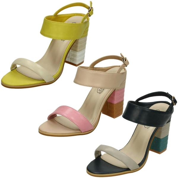 Spot On Ladies Spot On High Stitched Heel Mule Sandals