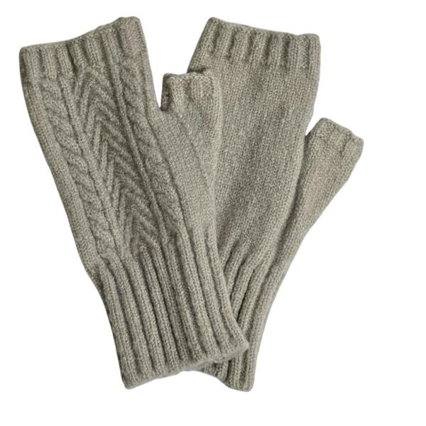 Love EMVY Ladies Cashmere Blend Fingerless Mittens with Cable Knit Detail