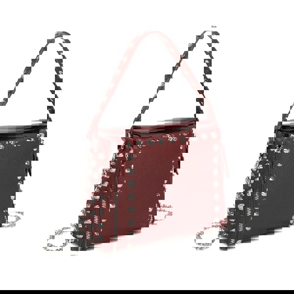 Kitise Studded Flap Crossbody Shoulder Bag Silver Tone Hardware