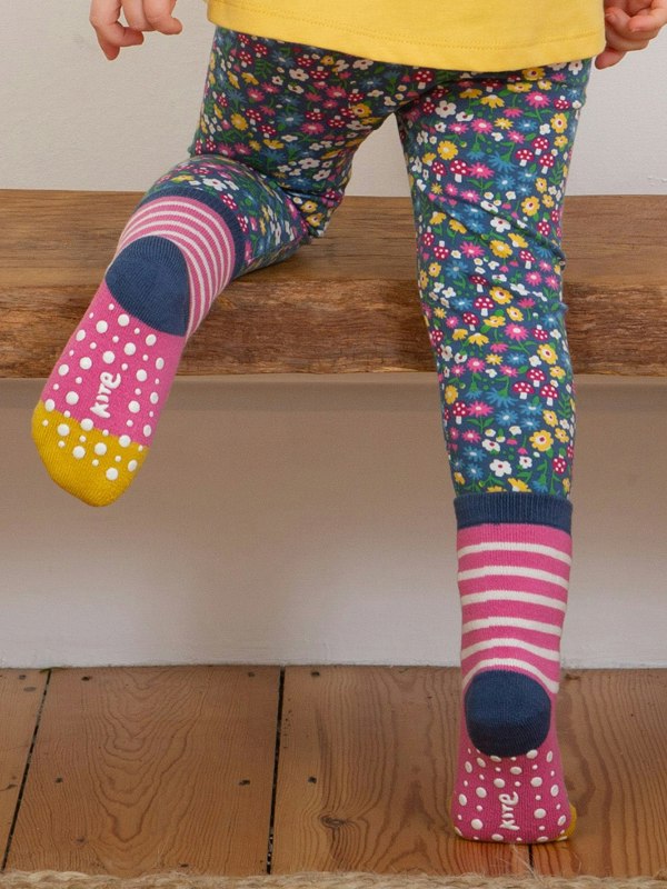 Kite Girls Organic Tiger Face Grippy Socks Blush