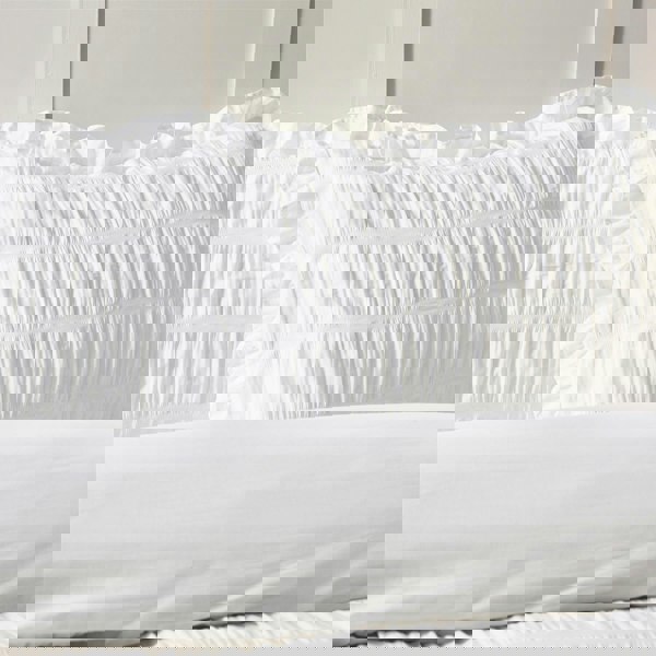 Catherine Lansfield Seersucker Frill White Duvet Cover Set