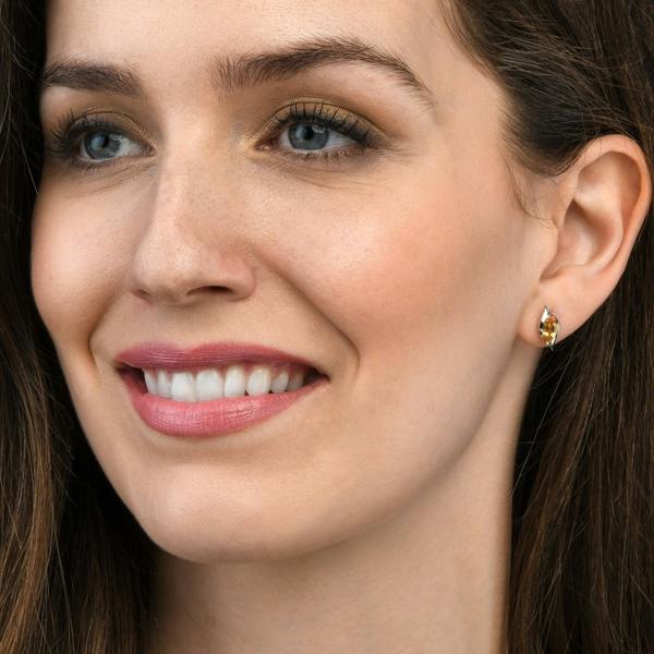 namana 925 Sterling Silver Citrine Marquise Stud Earrings