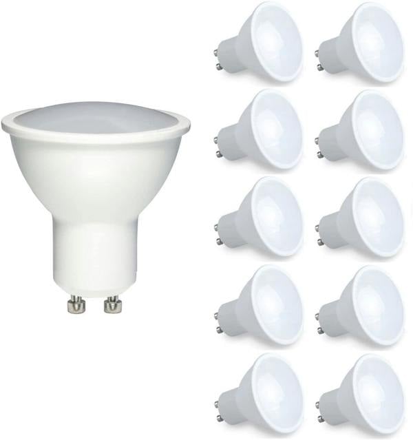 LED Lamp- 7W GU10 Plastic Body SMD DIMMABLE LED, 500Lm 3000K (pack of 10pcs) - ENER-J Smart Home