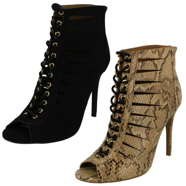 Anne Michelle Ladies Anne Michelle High Heel Lace Up Cut Out Sandal