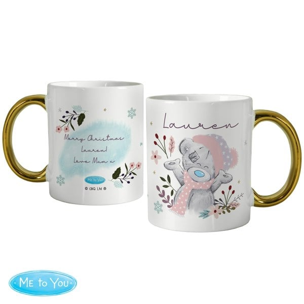 Personalised Memento Company Personalised Me to You Cosy Winter Gold Handled Mug