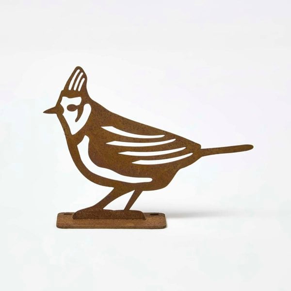 HOMESCAPES Steel Crested Tit Fence Topper