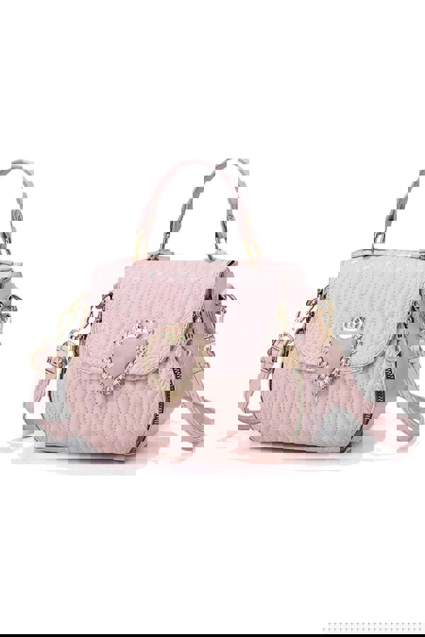 Pluspup Heart Accent Quilted Crossbody Bag with Top Handle