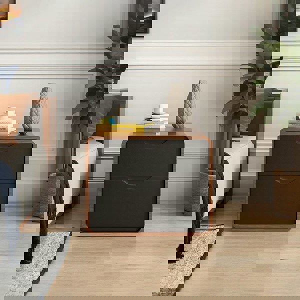 Signer Side Table, Bedside Table, Black / White, Walnut-Weilai Concept-Weilai Concept