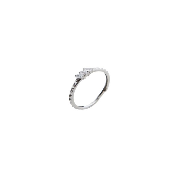 Three Baguette Stone Sterling Silver Ring - Spero London