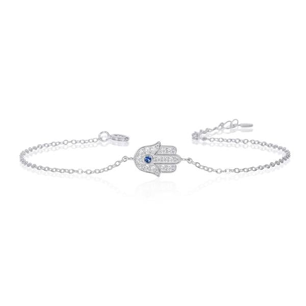 namana Dainty 925 Sterling Silver Hamza Bracelet For Women