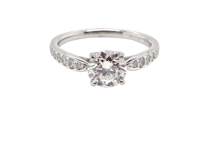 A Tiffany solitaire diamond ring