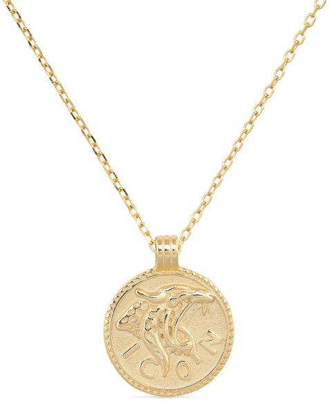 Chunky 14K Gold Leo Coin Necklace - Necklaces - Elk & Bloom