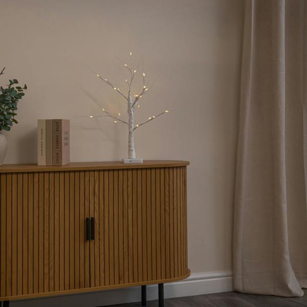 Samuel Alexander 60cm Battery Powered Light Up Christmas Birch Tree with 24 Warm White LEDs