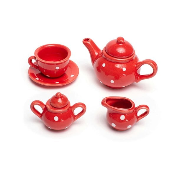 Bigjigs Toys Red Polka Dot Porcelain Tea Set