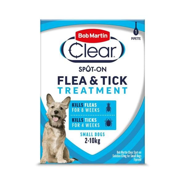 Bob Martin Flea Clear Fipronil Spot On Flea & Tick Treatment For Small Dogs (1 Pipette)