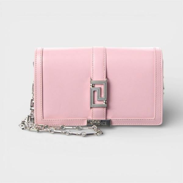 Versace Wallet On Chain Shoulder Leather Bag Pink
