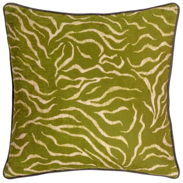 Wylder Tropics Jurong Chenille Tiger Print Cushion Cover - Moss