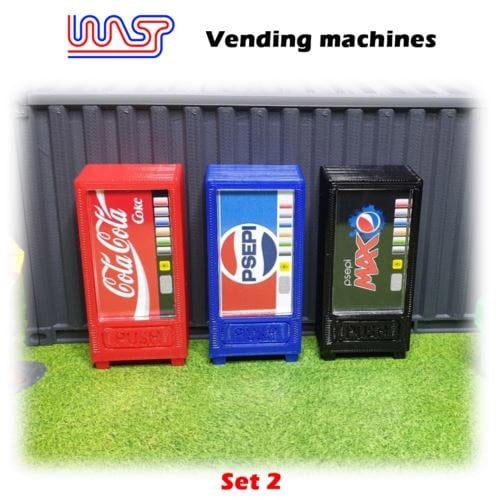MCSlots Slot Car Scenery Drink Vending Machine Set of 3 1:32 Scale WASP