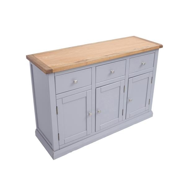 Cabinet Bits Rocca Grey 3 Drawer 3 Door Sideboard Chrome Knob