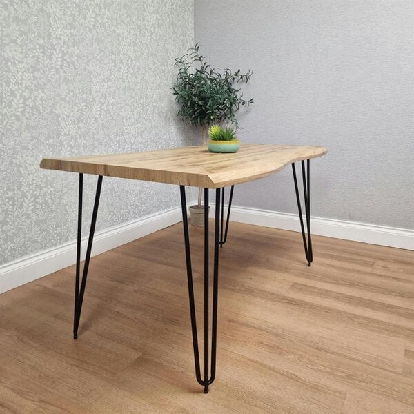 KOSY KOALA Modern Dining Table 140cm with Metal Hairpin Legs and Set of 4 Grey Chairs for Kitchen Dining Room