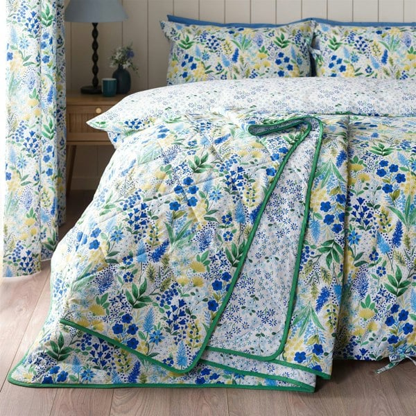 Catherine Lansfield Tilly Floral Blue Bedspread