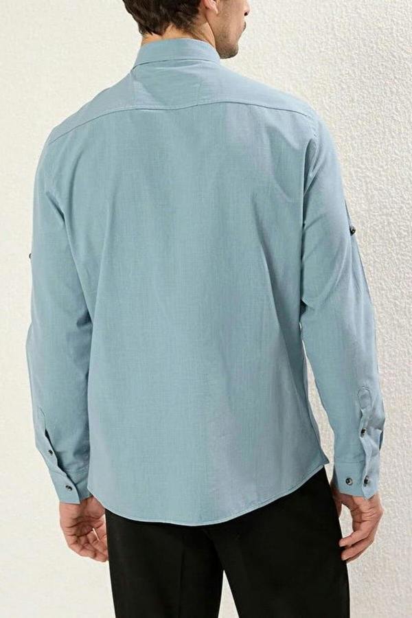 WOVCOR Slim Fit 100% Cotton Linen Look Men’s Shirt