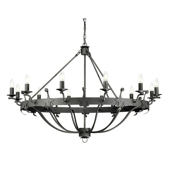 12 Bulb Chandelier Hanging Pendant LIght Graphite Finish LED E14 60W Bulb Loops