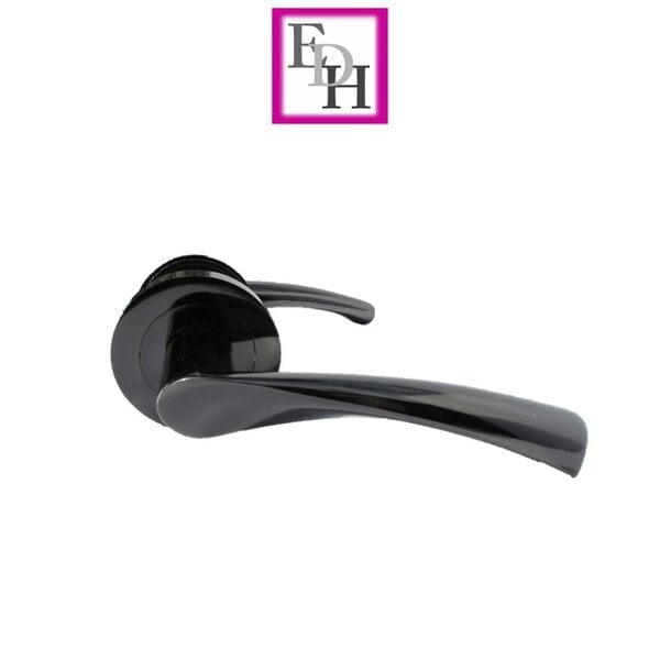 EDH Door Hardware MODERN BLACK Nickel TWIST DOOR HANDLES On Round Rose Door Handle Astrid