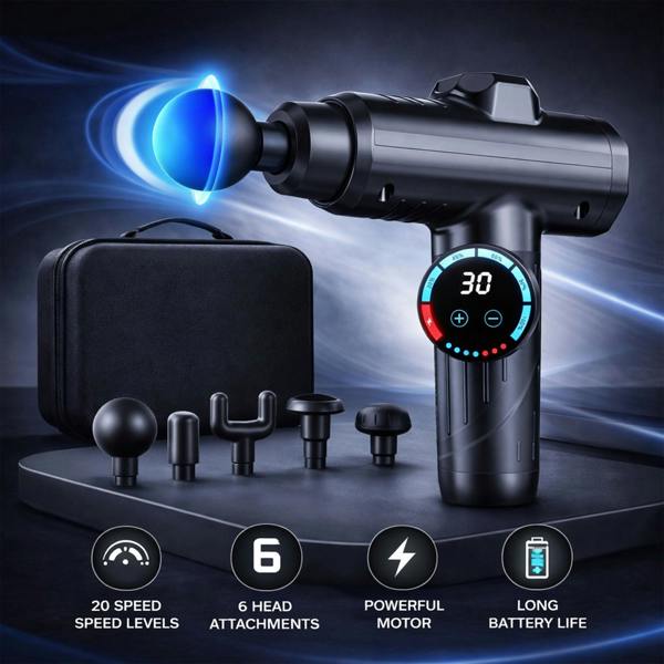Dragodirect Portable Massage Gun 6 Heads Deep Tissue Percussion Massager