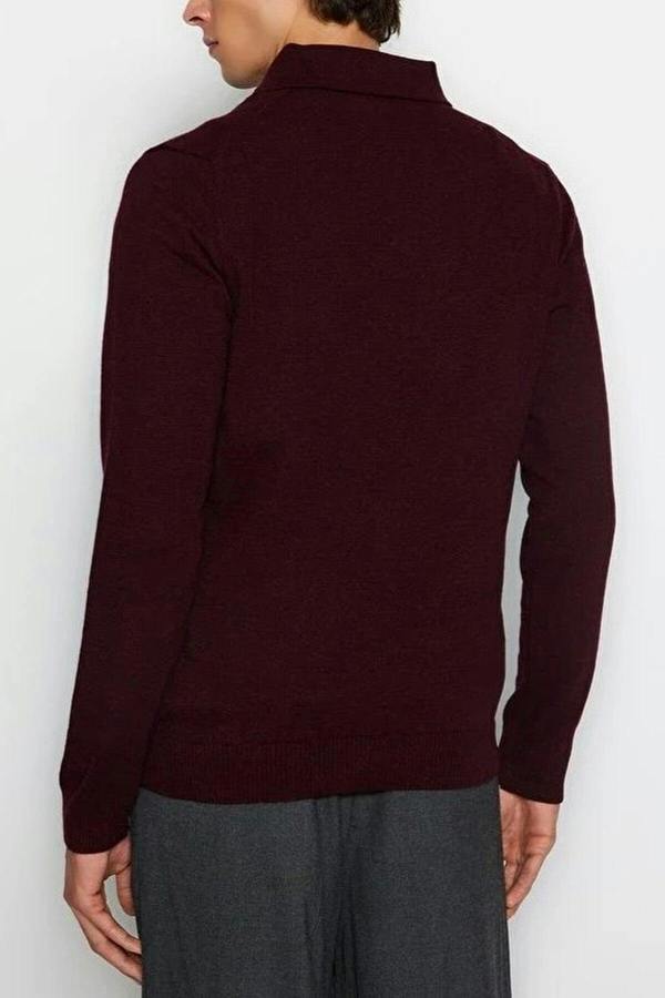 WOVCOR Polo Neck Buttoned Smart Knit Men's Sweater
