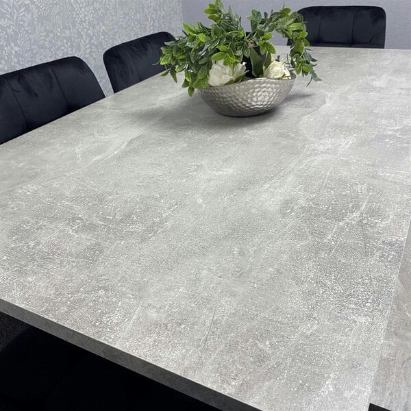Kosy Koala Grey Dining Table with Hairpin Legs, Bench & 4 Black Velvet Chairs Set for Kitchen & Dining Room