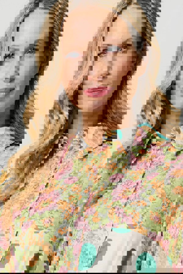 Yellow | Patchwork Print Knee Length Shirt Dress
